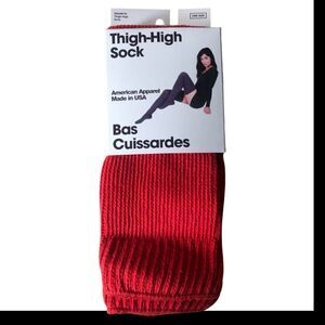 American Apparel Brand New 2000s Y2K DARK RED Vintage Deadstock Thigh High Socks